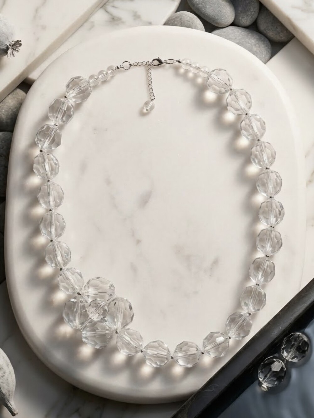 Clear Chunky Faceted Necklace
